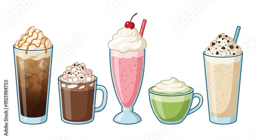 A delightful collection of sweet and creamy beverages, perfect for any time of day
