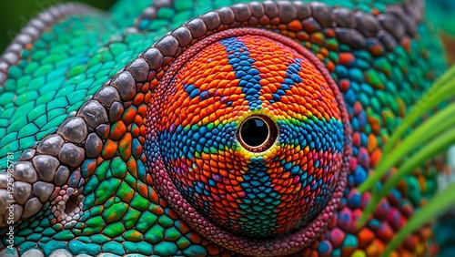 Wallpaper Mural Exotic chameleon's vibrant eye, a mesmerizing showcase of nature's art Torontodigital.ca