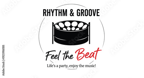 Music drum logo vector, Rhythm & Groove label design