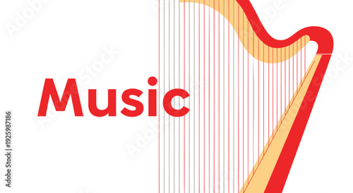 Music harp vector icon