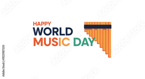 World Music Day banner with colorful text and musical instrument