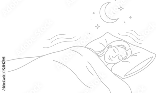 Woman sleeping peacefully under starry night sky