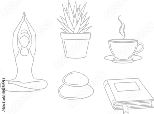 Relaxing morning routine with yoga and coffee