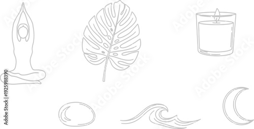 Serene line art illustrations for meditation and wellness