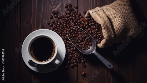 background image of black coffee and coffee beans