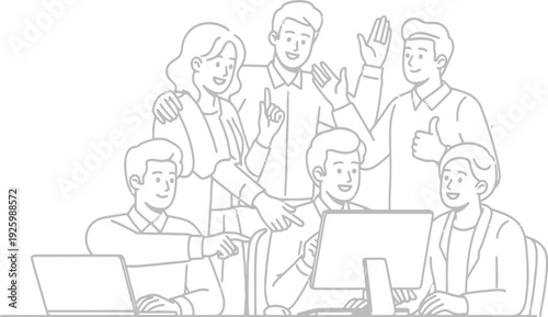 Team celebrating success together at workplace