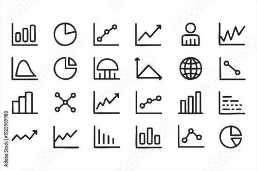 Data visualization line icons for analytics dashboards and business intelligence tools