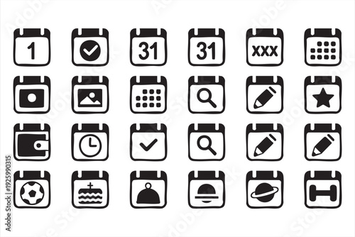 Schedule planner icons for event management, notifications, and productivity apps