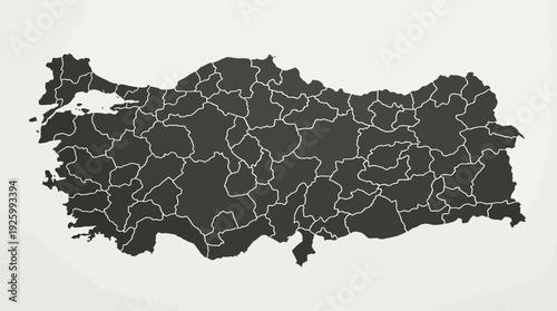 Turkey Political Map with Provincial Boundaries on White Background - Detailed Administrative Divisions