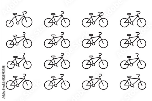 Minimalist bicycle line icon set for cycling and urban mobility design projects