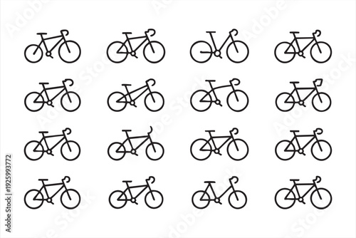 Modern bike outline icons collection for transport and fitness applications