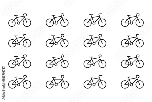 Clean bicycle icon pack for fitness apps and urban transport interface design