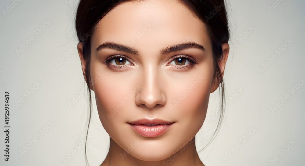 Fototapeta premium Beautiful young woman with perfect skin and natural makeup.
