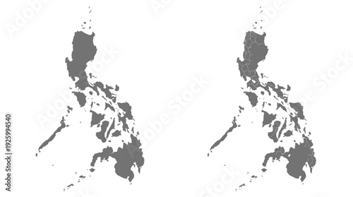 Philippines Map with Provinces and Outline - Blank Geographic and Political Administrative Divisions