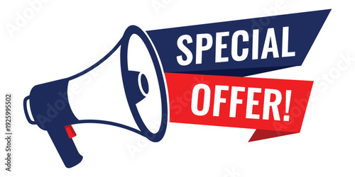 Special offer announcement with megaphone on white background