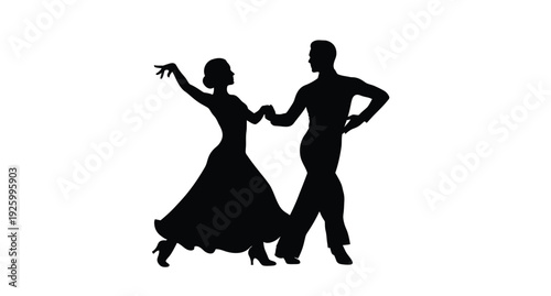 Elegant couple dancing closely in a dramatic black silhouette