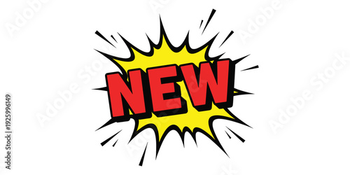 Comic book style new announcement speech bubble isolated on white background