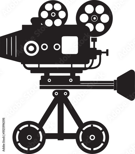 Vintage Movie Camera on Tripod