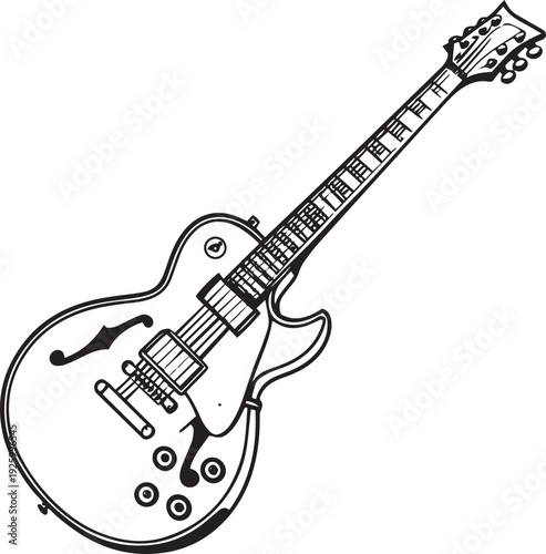 Hollow Body Electric Guitar Drawing