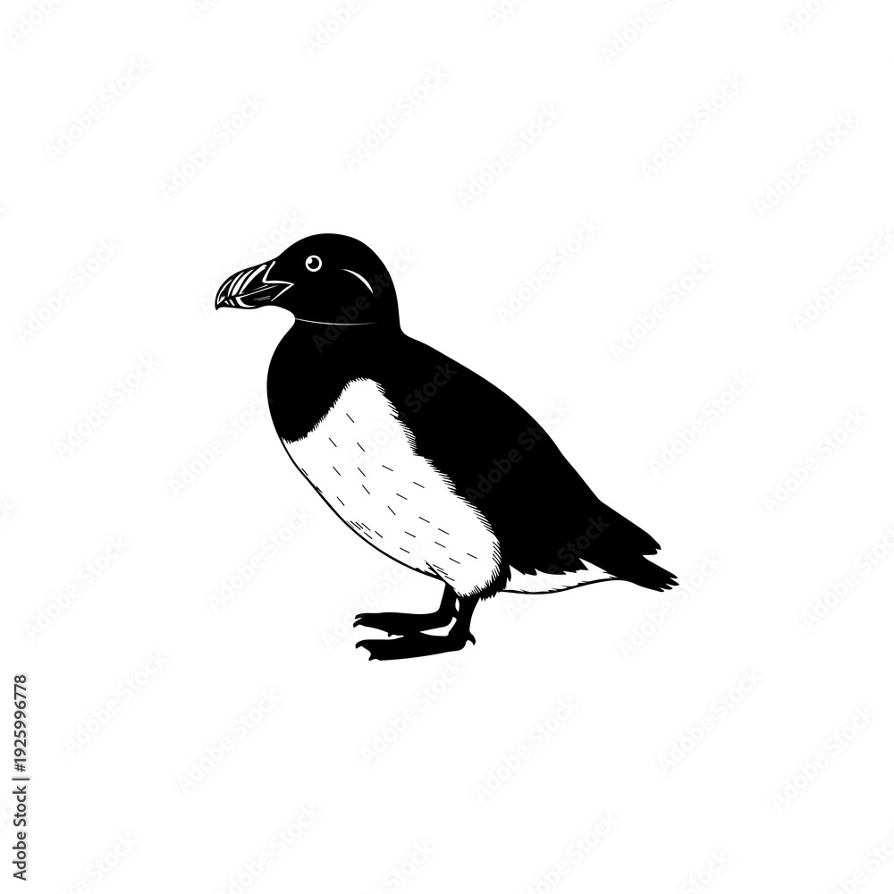Fototapeta premium Extinct flightless seabird native to North Atlantic rocky coasts.