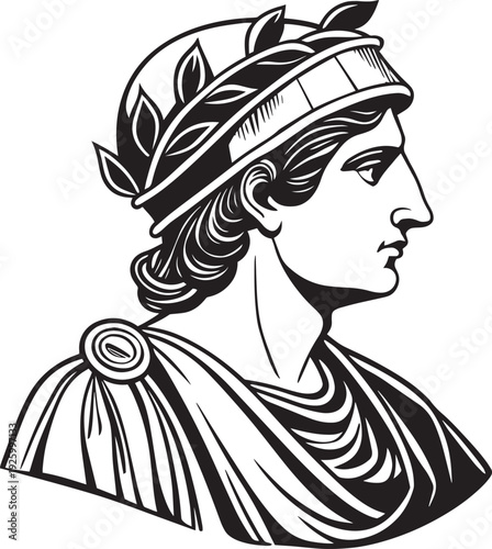 Classical Roman Emperor Profile Vector