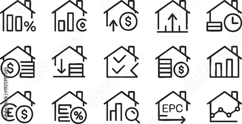Real Estate Analytics and Investment Strategy Line Symbols for Business