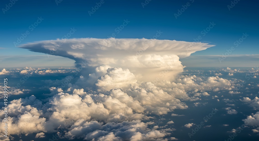 Fototapeta premium Celestial Anvil: Golden Hour Cumulonimbus