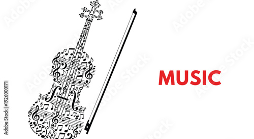 Violin icon in scribble style