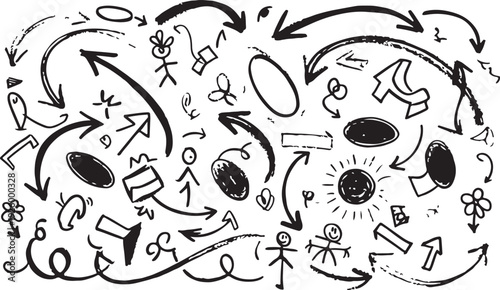 Perfectly seamless pattern, vector repeated abstract african texture. Tribal shapes background, black and white monochrome wallpaper