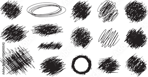 Straight line vector brush strokes. Black hand drawn stripes, smears. Chinese or Japanese calligraphy brushstrokes set. Rough grunge thick paint line texture.