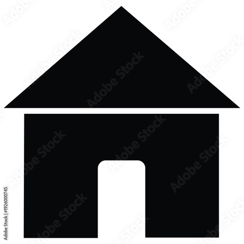 Minimalist Home Icon: A sleek, monochrome representation of a house, perfect for conveying concepts of home, shelter, and security.