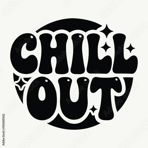 Chill Out Typography: A captivating typography design that spells Chill Out, rendered in a stylish and inviting font, perfect for conveying a relaxed and easygoing vibe.
