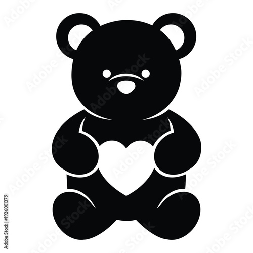 Teddy Bear of Love: A heartwarming silhouette of a teddy bear, cradling a heart, symbolizes tenderness, comfort, and unconditional love.