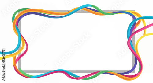 Colorful illustration of wavy lines forming a border on a white background for Holi Festival Day decoration or design