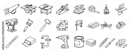 Collections Woodworking Tools Icon Set