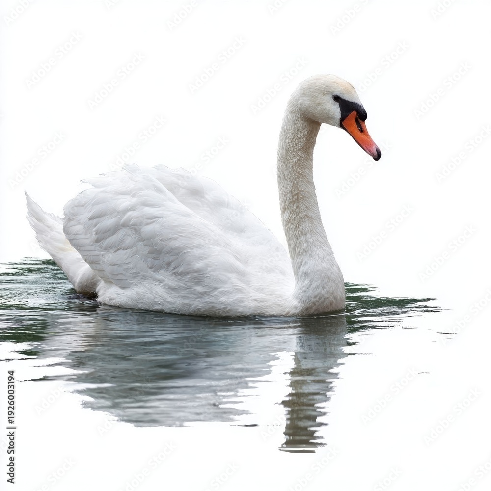 Fototapeta premium Graceful swan gliding on tranquil water surface.