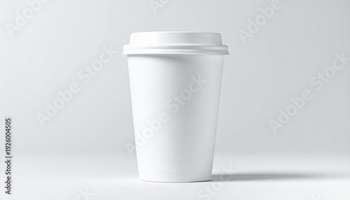 Wallpaper Mural Clean and minimalist studio shot of a plain white disposable paper coffee cup with a plastic lid, perfect for mockup designs or showcasing hot beverage branding Torontodigital.ca