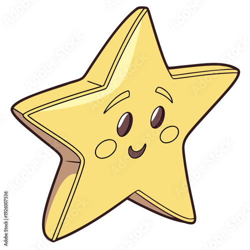 A cheerful, cartoon-style yellow star with a smiling face. It has bright oval eyes, rosy cheeks, and a friendly expression, giving it a playful and positive vibe.