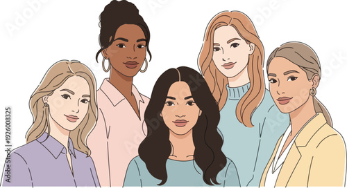International Women’s Day Illustration with Diverse Women Standing Together