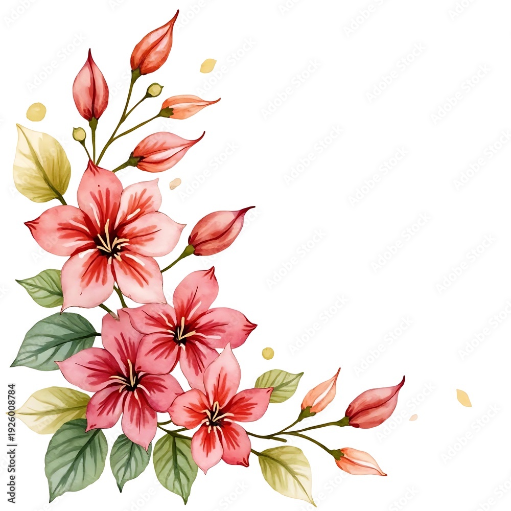 Fototapeta premium A SIMPLE AND BEAUTIFUL WATERCOLOR BOTANICAL FLOWER BOUQUET PAINTING