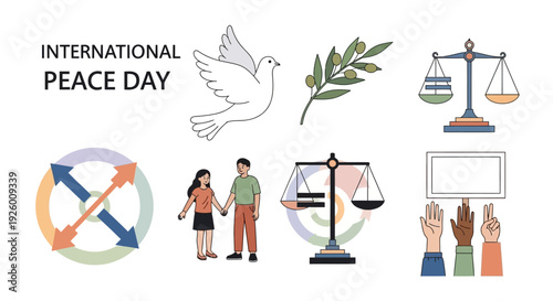 International Peace Day Symbols and Icons.