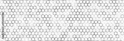 Hexagon pattern. Outline honeycomb background. Metal carbon material. Honey hive seamless print. Vector