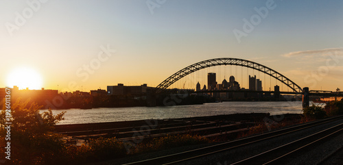 Silhouette of West End Bridge over Pittsburgh	