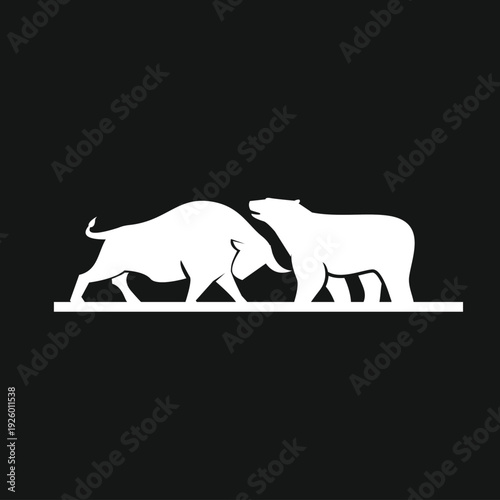 Bull and Bear Market Symbolism, Financial Trends and Investment Strategy Icon