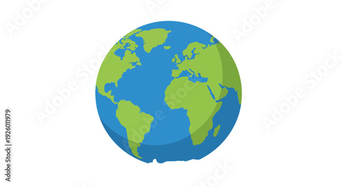Earth globe vector illustration, flat design, for environment, geography, travel, and global concepts