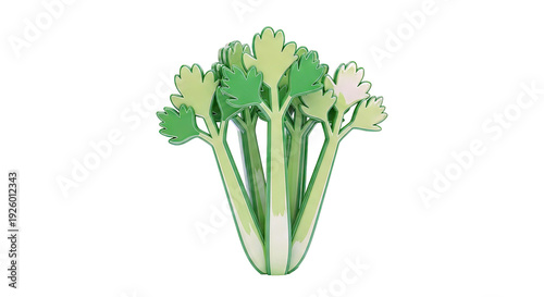 Stylized Green Celery Stalks with Leaves