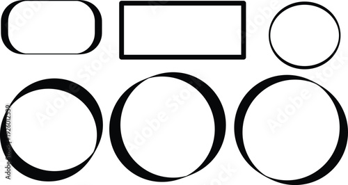 Collection of various shapes and frames on transparent background