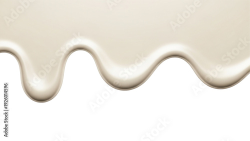Smooth, elegant stream of creamy white liquid flowing gracefully downwards, creating a gentle wavy pattern on a pristine background