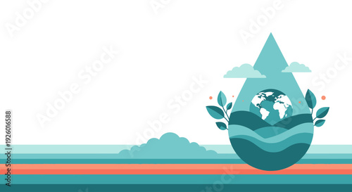 Celebrating World Water Day with Global Hydration and Sustainable Planet Earth Illustration