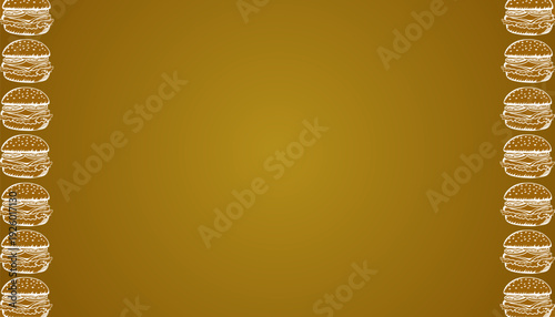 Burger background Pattern. Frame Hand Drawn Fast Food Illustration. Cheeseburger Repeating Background. Minimal Doodle Vector Texture.